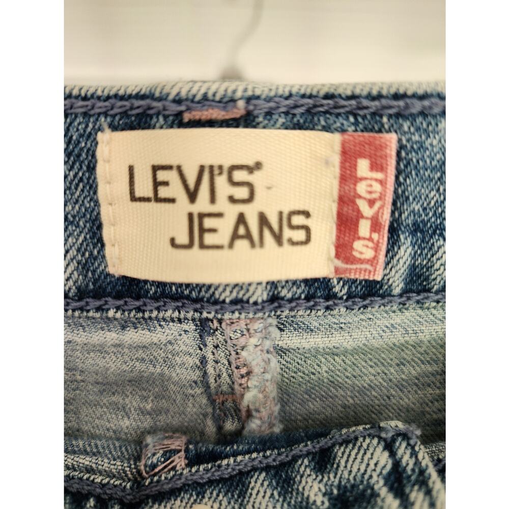 Vintage Y2K Levi's Size 11 Jr Blue Denim Long Button Fly A-Line Raw Hem Skirt - Picture 5 of 8
